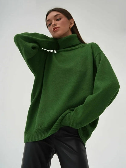 Lena - Damen-Oversized Rollkragenpullover | Warm, Stilvoll, Gemütlich