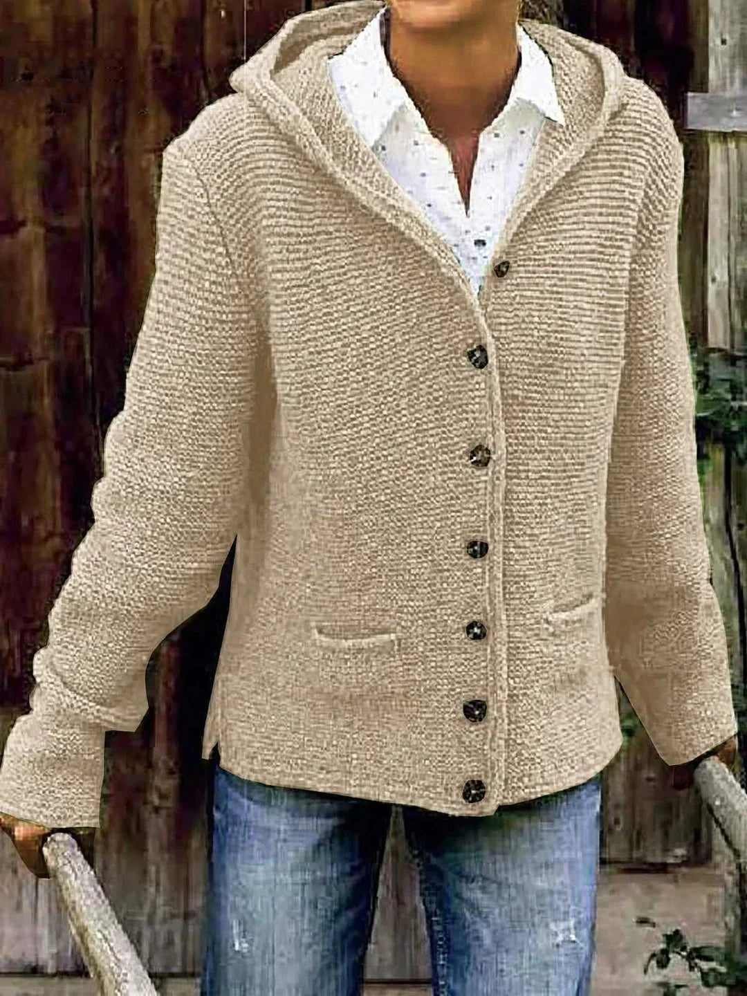 Lena - Damen-Strickjacke mit Kapuze | Bequem, Stylisch, Vielseitig