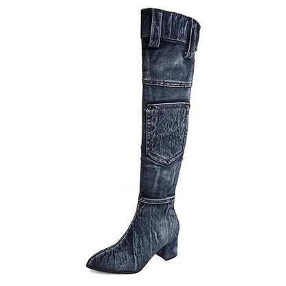 Lena - Damen-Overknee-Stiefel | Stilvoll, Stabil, Mit Spitze