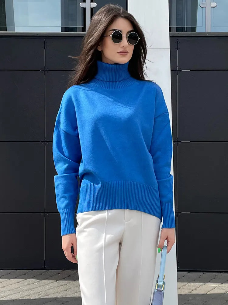 Lena - Damen-Oversized Rollkragenpullover | Warm, Stilvoll, Gemütlich