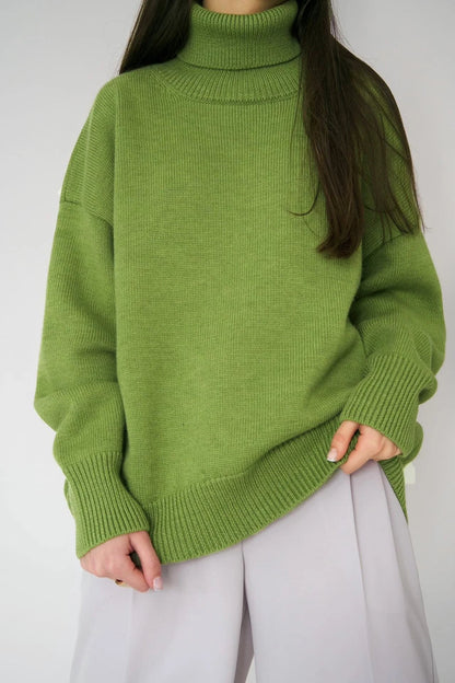 Lena - Damen-Oversized Rollkragenpullover | Warm, Stilvoll, Gemütlich