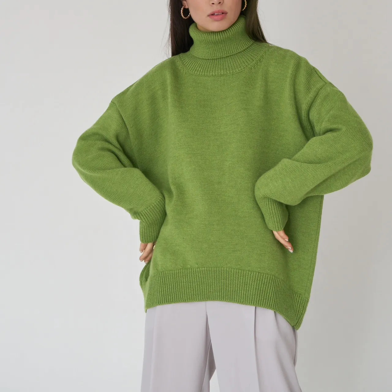 Lena - Damen-Oversized Rollkragenpullover | Warm, Stilvoll, Gemütlich