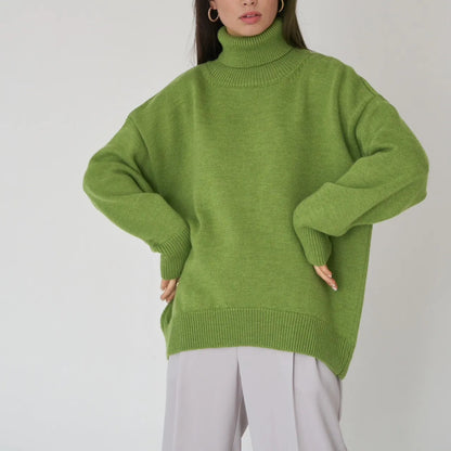 Lena - Damen-Oversized Rollkragenpullover | Warm, Stilvoll, Gemütlich