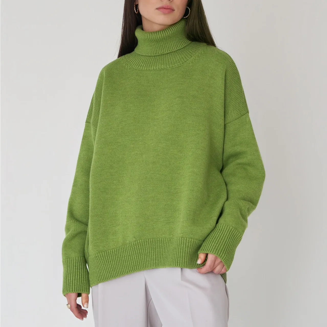 Lena - Damen-Oversized Rollkragenpullover | Warm, Stilvoll, Gemütlich