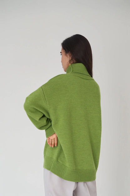 Lena - Damen-Oversized Rollkragenpullover | Warm, Stilvoll, Gemütlich