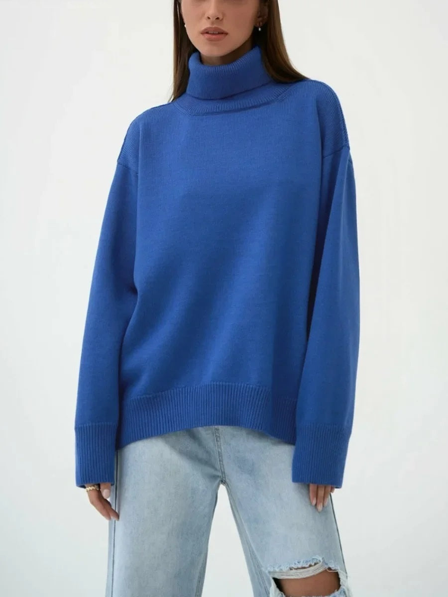 Lena - Damen-Oversized Rollkragenpullover | Warm, Stilvoll, Gemütlich