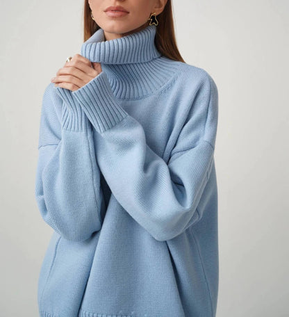 Lena - Damen-Oversized Rollkragenpullover | Warm, Stilvoll, Gemütlich