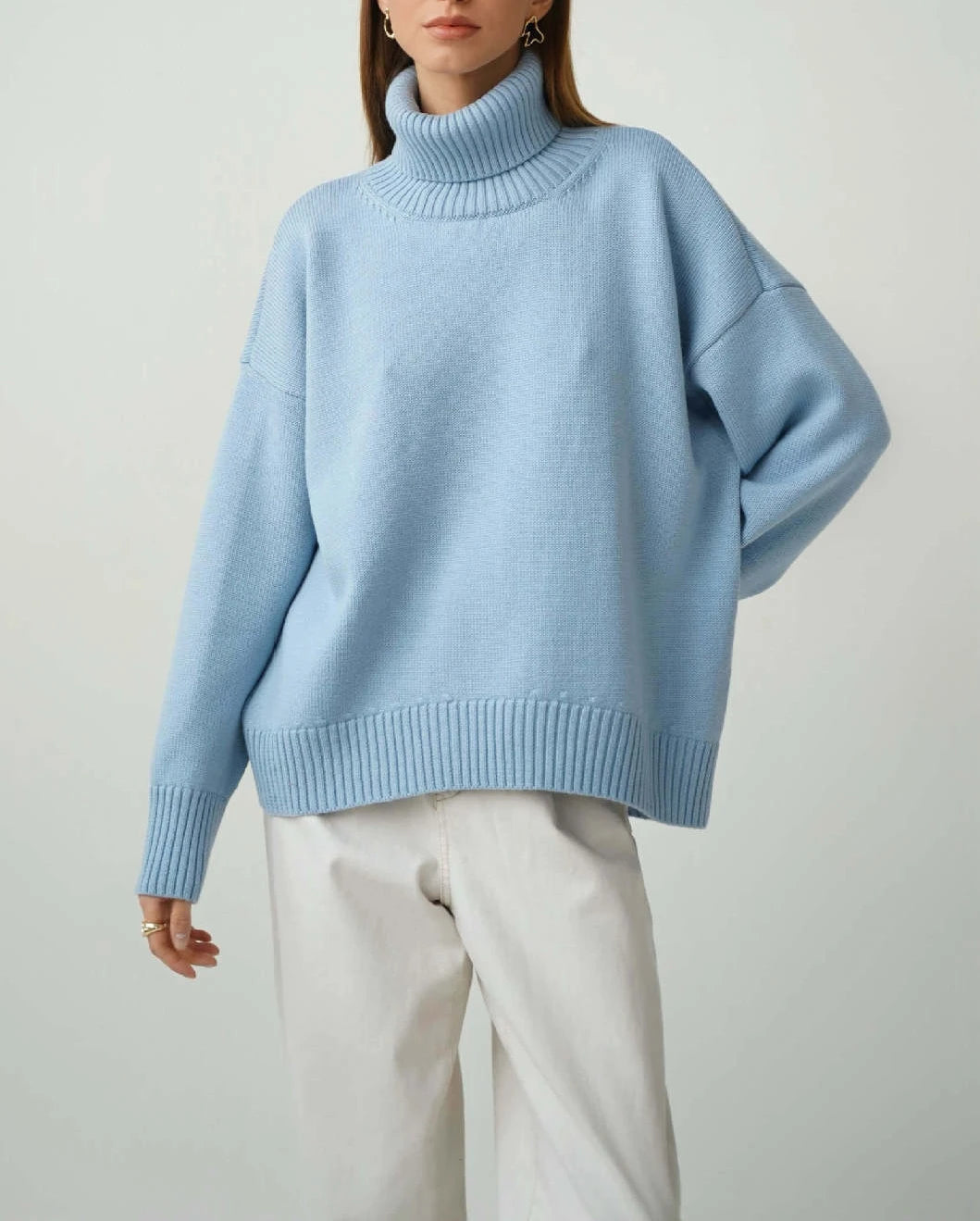 Lena - Damen-Oversized Rollkragenpullover | Warm, Stilvoll, Gemütlich