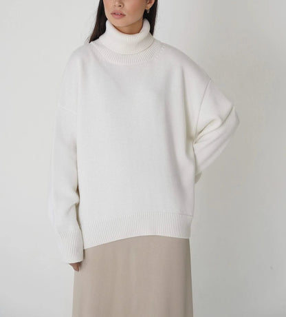 Lena - Damen-Oversized Rollkragenpullover | Warm, Stilvoll, Gemütlich