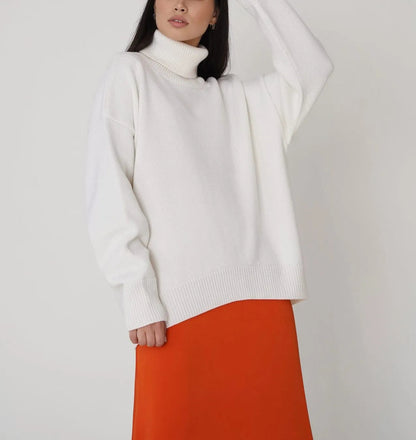 Lena - Damen-Oversized Rollkragenpullover | Warm, Stilvoll, Gemütlich