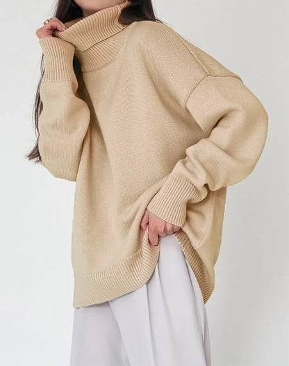 Lena - Damen-Oversized Rollkragenpullover | Warm, Stilvoll, Gemütlich