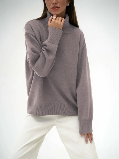 Lena - Damen-Oversized Rollkragenpullover | Warm, Stilvoll, Gemütlich