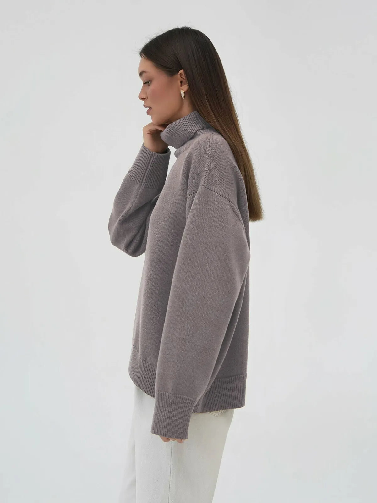 Lena - Damen-Oversized Rollkragenpullover | Warm, Stilvoll, Gemütlich