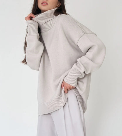 Lena - Damen-Oversized Rollkragenpullover | Warm, Stilvoll, Gemütlich