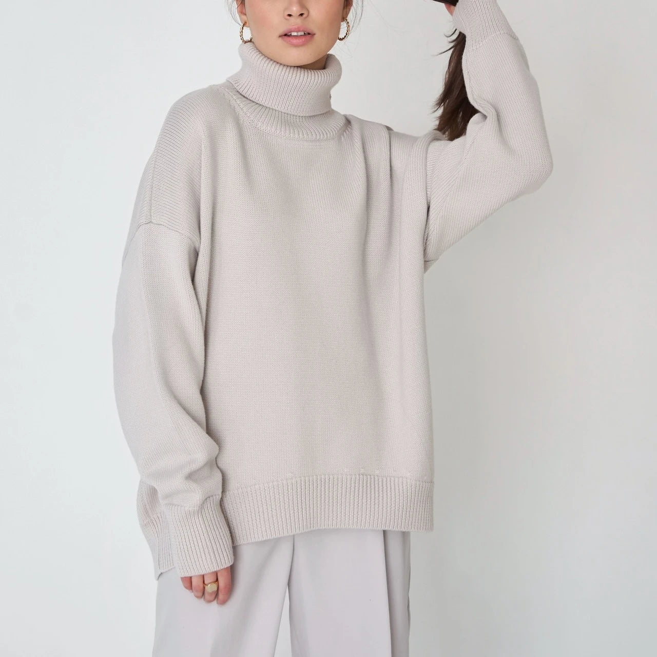 Lena - Damen-Oversized Rollkragenpullover | Warm, Stilvoll, Gemütlich