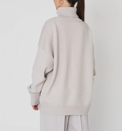 Lena - Damen-Oversized Rollkragenpullover | Warm, Stilvoll, Gemütlich