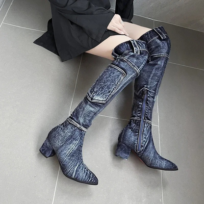 Lena - Damen-Overknee-Stiefel | Stilvoll, Stabil, Mit Spitze