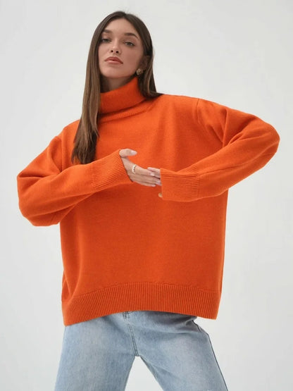 Lena - Damen-Oversized Rollkragenpullover | Warm, Stilvoll, Gemütlich