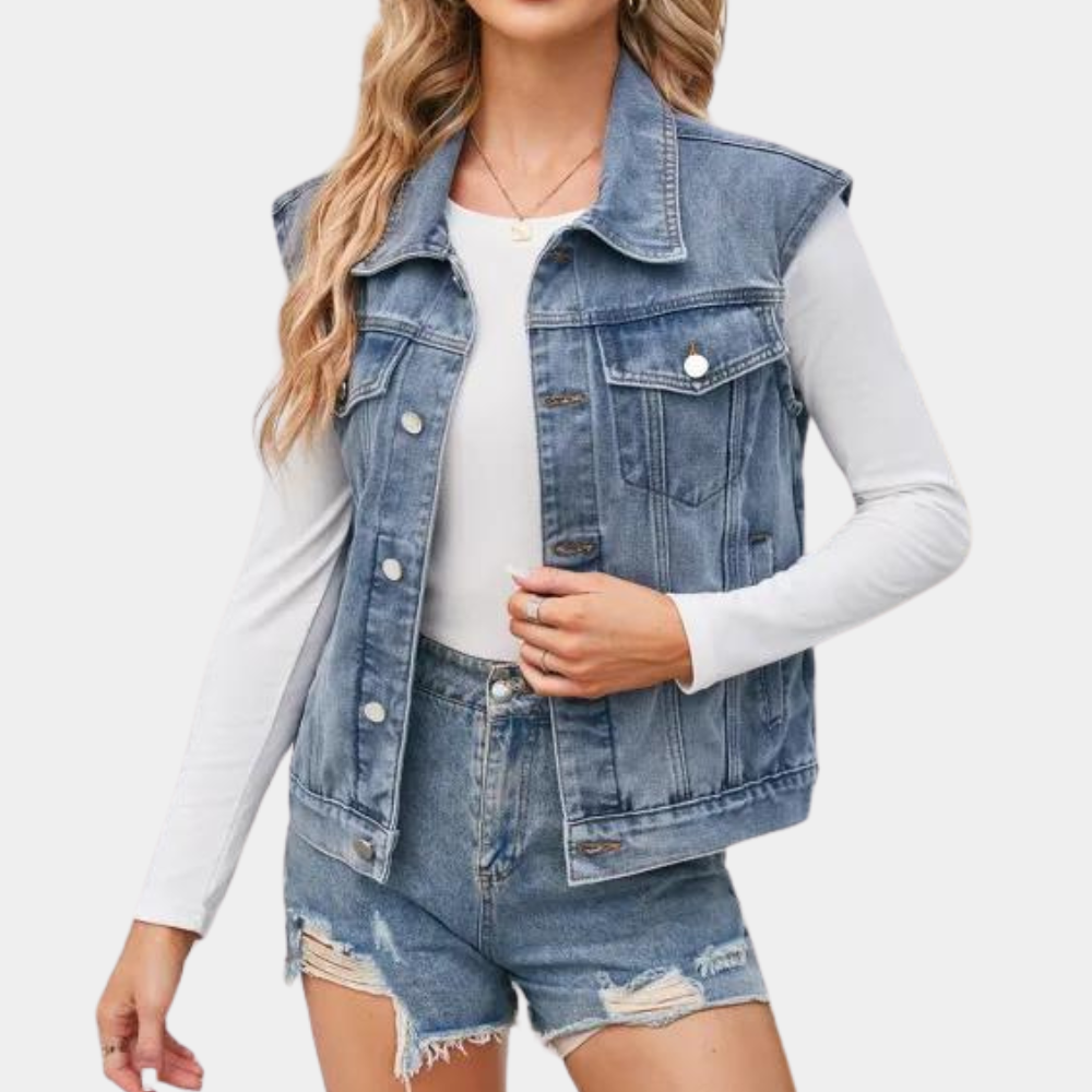 Lena - Damen-Denim-Weste | Trendy, Bequem, Vielseitig