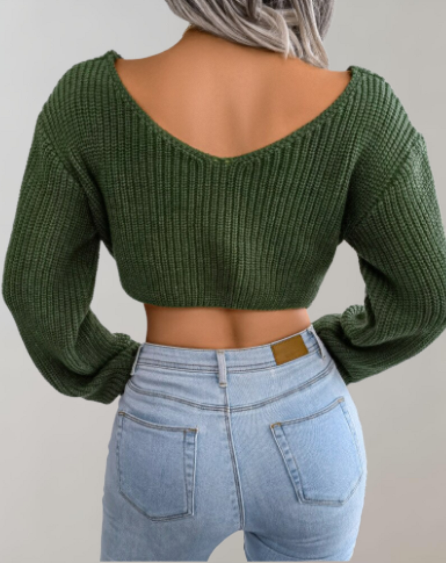 Maya - Damen-Cropped Strickpullover | Modisch, Bequem, Tief ausgeschnitten