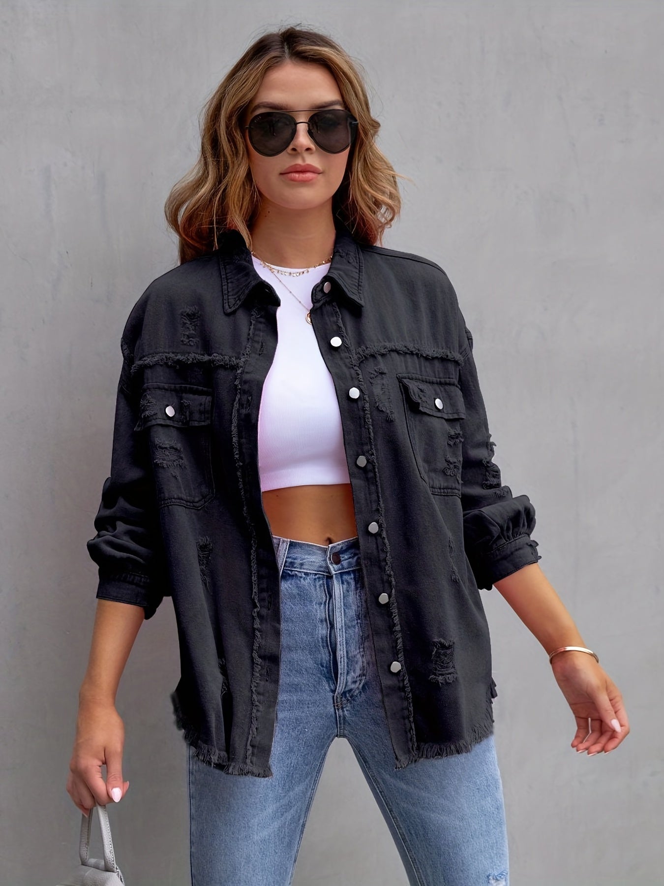 Lena - Damen-Oversized Jeansjacke | Trendy, Bequem, Vielseitig